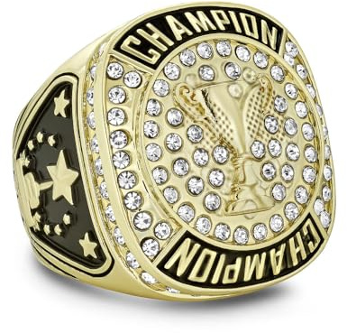Express Medals Champion Trophäe Cup Ringe Trophäen Award Geschenk Meisterschaft Ring Sieger Turnier, 1 Stück, Zink