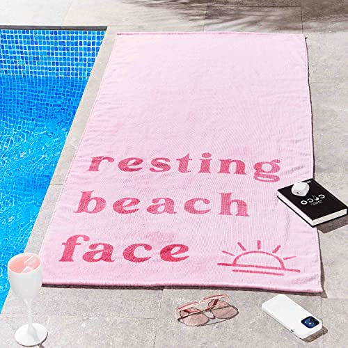Sassy B Serviette de Plage en Coton Rose 75 x 160 cm