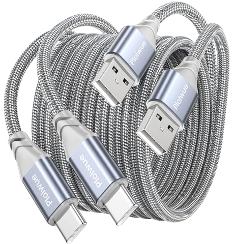 USB C Cable [2 Pack 2M], USB Type C Charging Cable, Nylon Braided Data Sync Cable for PS5 Controller, PS5 DualSense Xbox Series X/S Controller, Sony, Samsung Galaxy S20 S21, Nintendo Switch (Grey)