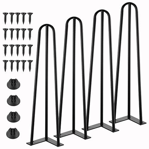 Knpwer 4 patas de mesa para el pelo de 60 cm, 3 barras de horquilla, patas de mesa de centro para manualidades, patas de muebles de metal resistente, patas de muebles, patas ajustables intercambiables