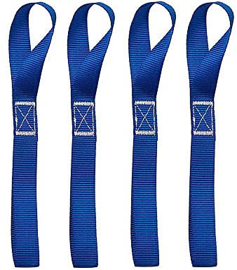 4 Stück Doppelschlaufen Zurrschlaufen Schlaufen Spanngurte Gewebte Nylon Gurt - 800kg Arbeitslast, 25 * 400 mm Gurtschlaufen für Motorrad, ATV, UTV, Fahrrad, Camping, Klettern, Aufhängung, Blau