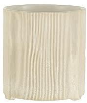 J-Line Blumentopf Gestreift, Blumentopf in Beige, Blumenständer aus Keramik für Zimmerpflanzen und Blumen, Pflanztopf als Tischdeko, Bohemian Deko und Wohnzimmer Deko, 14.5x14.5x15.5 cm