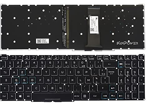 KINPOWER Clavier Azerty Français Compatible avec Acer Nitro 5 AN515-43 AN515-44 (Blanc)