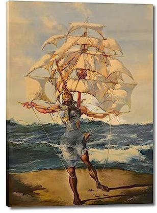 GJRYHXT Célèbres tableaux murales encadrées de Salvador Dali: The Ship. Peintures d’art imprimées sur toile. Affiche de décor pour salon 50x70cm toile enveloppée