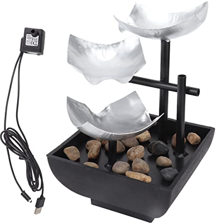 plplaaoo Steingarten-Dekoration, Wasserbrunnen-Dekoration, 5-V-Wasserbrunnen-Ornament, Steingarten-Fließwasser-Dekoration, Heim-Desktop-Brunnen-Ornament, USB-Anschluss, Für Zuhause, Büro