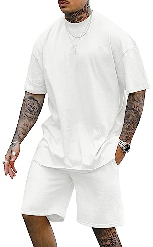 Cooleep Uomo T-Shirt e Pantaloncini Set Tuta Completa Estiva con Maglietta Manica Corta & Shorts M-3XL
