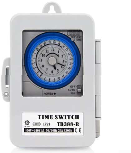 Timer meccanico, interruttore timer TB388, PC impermeabile 24 ore giornaliero programmabile timer interruttore per scaldabagno lampada AC100 ~ 250 V 20 A