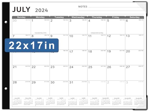 Tischkalender 2025-2026, KOPEESY Großer Kalender von Juli 2025 bis Dezember 2026, 55,9 x 43,2 cm, Desktop-Kalender mit Notizen für Zuhause, Büro und Schule