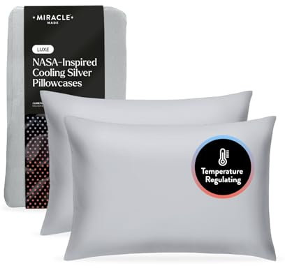 Miracle Made® Extra Luxe Cool IT™ Kissenbezüge, 2 Stück, Silbergrau, Standard, Lyocell-Silber-infundiert, thermoregulierender Stoff mit Fadenzahl 300