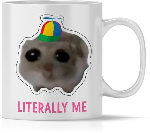 mindmonkeys® Sad Hamster Meme Lustige Tassen Hamsti Lustige Sprüche Tasse | Literally me Hut | Keramik 300 ml