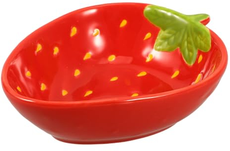 ABOOFAN Ceramic Bowl, Strawberry Shaped Serving Bowl Salad Bowls Kitchen Mixing Bowls Fruits Dish for Cereal Pasta Snack Appetizer Food Container