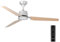 NORHES Faura Ventilador Techo Plata/Madera Clara. 3 Aspas Ø132cm. Luz Led 18W Neutra/Cálida/Extra Cálida. Motor DC. Verano/Invierno. 6 Velocidades. Control Remoto Temporizador. Silencioso. Brisa
