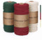 PUWOWYE 3 Stück Makramee Garn 3mm, Makramee Garn Set Rot Grün Beige, Makramee Baumwollgarn 3mm Natur für Weihnachten Basteln Stricken Boho Deko DIY Handwerk Weihnachtstag, 3x100M