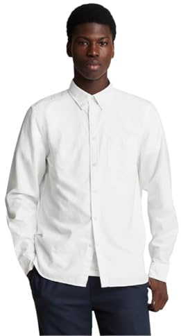 Lyle & Scott LS Woven Shirts Tonal Eagle Plain Oxford Shirt 626 White, M