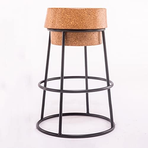 Taburetes de bar de corcho de estilo industrial para encimera de isla de cocina, juego de 2 sillas de bar modernas con reposapiés y cojín de corcho comprimido