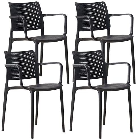 Oviala Lot de 4 chaises de terrasse en Plastique Noir