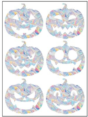 Wisafory Prisma Fensteraufkleber Suncatcher Sticker Regenbogen Folie Fenster Sonnenfänger Vogel Anti Kollisions Fenster Aufkleber für Stoppt Vögel Türfenster Halloween Kürbisse- (6 Stück)
