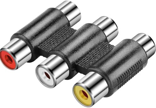 TECHZOCO Adaptador Triple RCA Hembra, Conector Hembra RCA de 3 vías, Empalme Triple RCA Audio y Video, Adaptador 3X RCA, Empalme RCA Triple, Adaptador acoplador RCA, Apto para Audio y Video