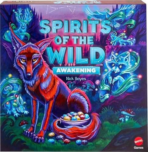 Mattel Games Spirits of The Wild: Awakening, entspannendes, einfach zu erlernendes Strategie-Brettspiel für 2 Spieler mit Spielsteinen, Schale und Kojotenfigur, JGP01