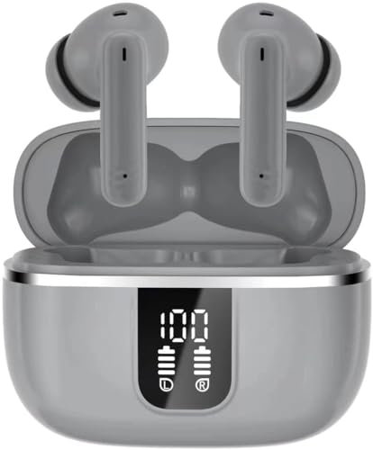 Ecouteurs Bluetooth sans Fil, 2025 Nouveau Écouteurs Bluetooth 5.4 avec 4 ENC Mic, HiFi Stéréo Basses Casque, 38 Heures Durée de Lecture, Écran LED, IPX7 Étanche Oreillette Bluetooth pour iOS Android