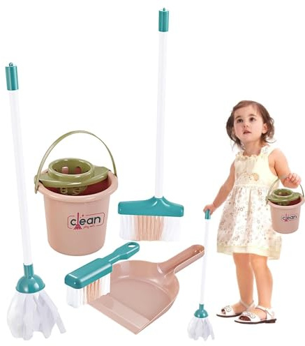 Reinigungsset Für Kinder Fantasy-Spiel Für Kleinkinder Besen Set Für Kleinkinder Tun Wie Putzwagen Echte Staubsauger Spielzeug Tun Wie Reinigungsspielzeug Tun Wie Machen