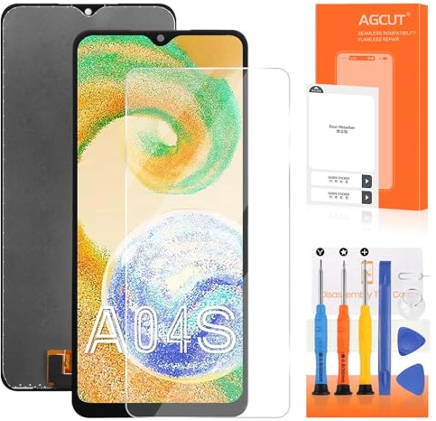 Écran LCD pour Samsung A04S LCD Display pour Samsung Galaxy A04S A047F SM-A047F SM-A047F/DS LCD Affichage Ecran Replacement Tactile Digitizer Assembly avec Réparation Kit, Noir
