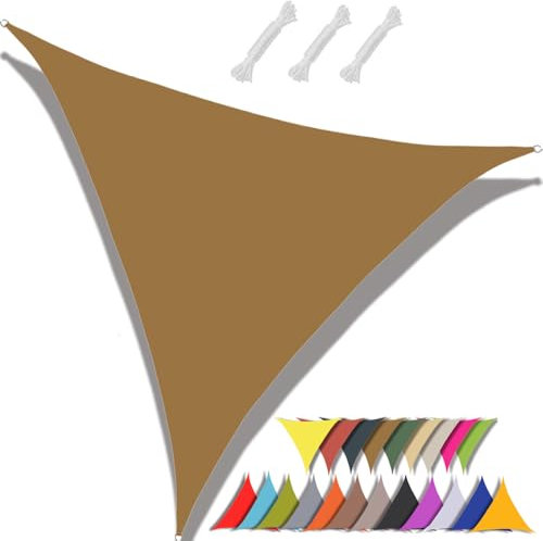 MAJINGC Toldo triangular impermeable de 2 x 2 x 2 m, 95 % de protección UV, jardín, patio, alberca, exterior, viene con cuerda amarilla arena