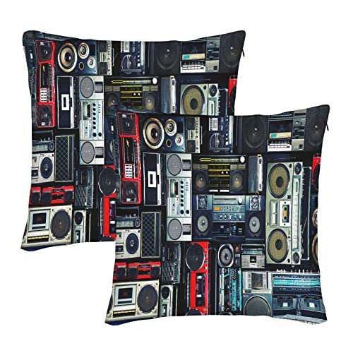 Kissenbezüge 2 Stück Radio-Boombox Sofakissen Wohnkultur Moderne Bett Kissenbezüge, Für Schlafzimmer, Büro, Garten, 45x45cm