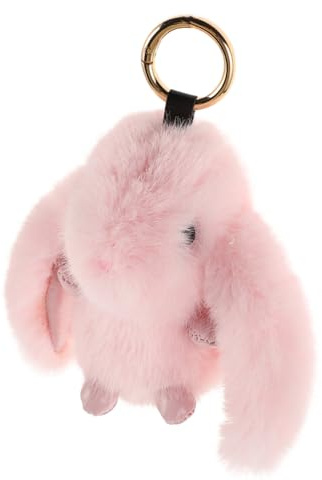 Warmhm Porte Clés Peluche Bunny Fluffy Fausse Rose Accessoire Mignon et Kawaii pour Sacs à Main et Sacs à Dos Anniversaire