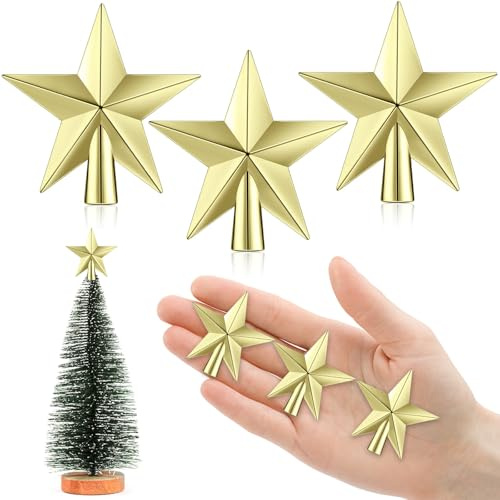 6 cm Stern für Weihnachtsbaum, Mini-Weihnachtsbaumspitze, Mini-Sterne zur Dekoration des kleinen Weihnachtsbaums (6cm - Glanz: Gold)