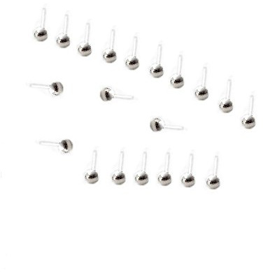 jewellerybox 20 x 925er Sterling-Silber Nasenstecker | Kugel & Gerades Ende