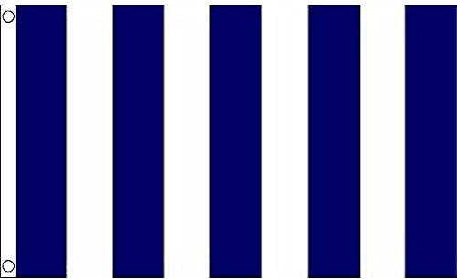 AZ FLAG - Bandera Lineas Azul Marino Y Blancas - 150x90 cm - Bandera Azul Marino Y Blanca 100% Poliéster Con Ojales de Metal integrados - 110g - Colores Vivos Y Resistente A La Decoloración