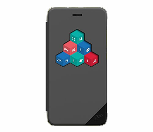 Wiko WKPRFIGY3702 Wicube Custodia con Finestra Interattiva e Stampa Tessuto Lenny 3, Grigio
