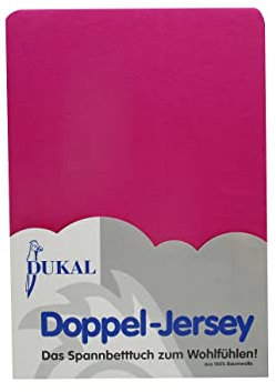 Dukal | Spannbettlaken | 120x200 – 130x200 cm | aus hochwertigem DOPPEL-Jersey | 100% Baumwolle | Farbe: Fuchsia