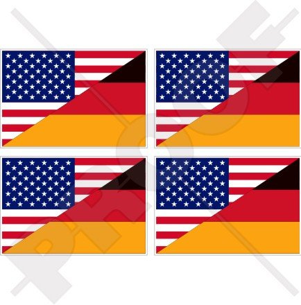 Vinyl-Aufkleber für Stoßstange, Amerika und Deutschland, 50 mm, 4 Stück