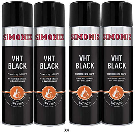 Simoniz Black VHT Spray Paint 4x 500ml