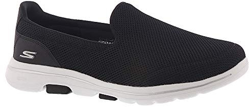 Skechers Women's GO Walk 5 Slip On Trainers, Black Textile White Trim, 5.5 UK