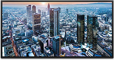 Frankfurt am Main ca. 130x70cm Wandbild inklusive Schattenfugenrahmen schwarz - Panorama Leinwand Bild XXL Format Wandbilder Wohnzimmer Wohnung Deko Kunstdrucke