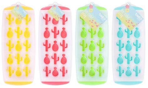 Cactus Pineapple Shape Plastic Ice Cube Moulds with Flexible Silicone Bottom - 21 Cavity Easy Release Ice Tray for Whiskey, Cocktail, Baby Food, Easy to Clean (Green)
