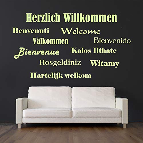 Wandtattoo Willkommen, Welcome in verschiedenen Sprachen 60 x 33cm - WT-0118