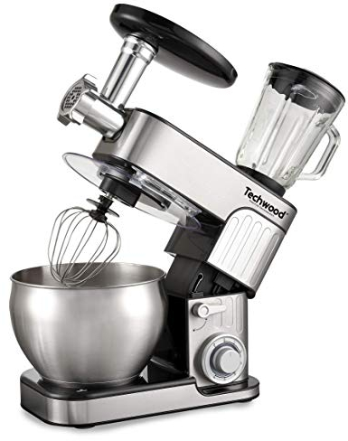 Techwood TRO-1726, Robot de repostería multifunción con cuenco de acero de 7 L, 1300 W, 3/1, batidora, picadora de acero inoxidable