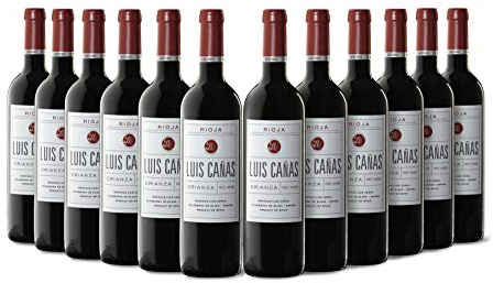 Luis Cañas - Vino Tinto con D.O. Rioja - Crianza - Variedad de Uva Tempranillo, Garnacha, Graciano, Mazuelo, Viura y Rojal - Notas Afrutadas - Incluye Caja Cartón - 12 Botellas de 75 cl