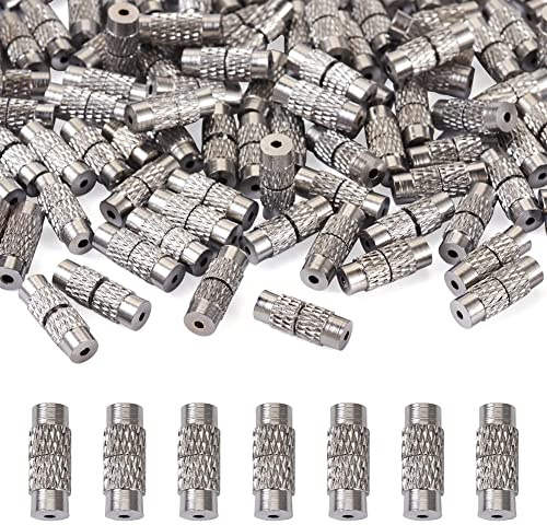 Cheriswelry 100 Sätze Messing Schraubverschlüsse Platin Säulenrohr Schnurendkappen Verschluss für Armband Schmuckherstellung Loch: 1 mm