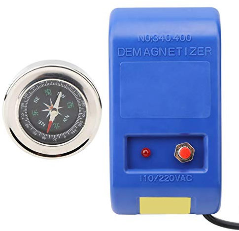 Elektrische Entmagnetisierungswerkzeuge, Entmagnetisierer + Kompass Set für Uhrenreparatur Entmagnetisierer, 110 V - 220 V / 50 Hz - 60 Hz, blau(eu plug)