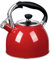 Rorence Whistling Tea Kettle: 2.5 Quart Stainless Steel Kettle with Capsule Bottom & Heat-resistant Glass Lid (Red)