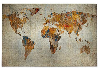 Art Vintage World Map Jigsaw Puzzles for Adults Large Puzzle for Teenager 500 Pieces Game Artwork Gift