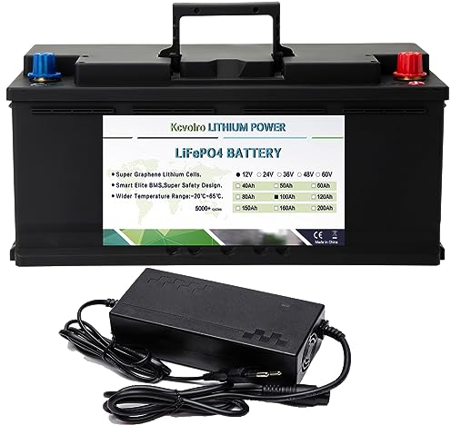 12V 100Ah Lifepo4 baterías de Litio hasta 7000 ciclos Profundos para Carrito de Golf Solar RV Camper Batería Marina y más Aplicaciones Incluyen Cargador