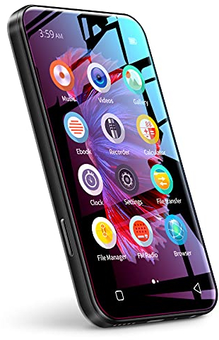 WiFi-MP3-Player mit Bluetooth, TIMMKOO 4,0-Zoll-Voll-Touchscreen-MP3-MP4-Player, tragbarer HiFi-Sound, digitaler Walkman-Musikplayer mit UKW-Radio, Rekorder, E-Book, Uhr, Browser (Schwarz)