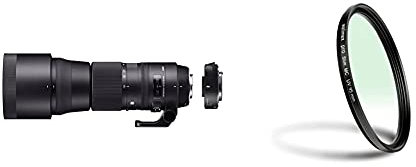 Sigma ZB954 150-600 mm F5-6.3 DG OS HSM Contemporary Lens with TC-1401 Converter Kit for Canon Camera-Black & Walimex Pro UV filter slim MC 95mm black