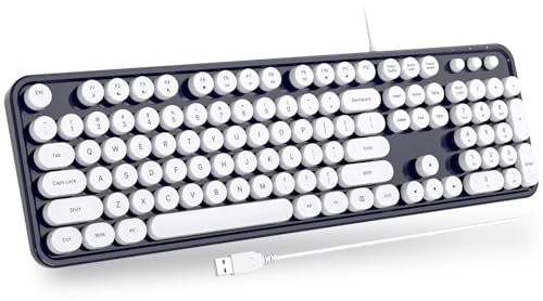 Atelus Computer Keyboards Wired, Full Size 104 Keys Typewriter Keyboard with Number Pad, Plug Play USB Keyboard for PC Laptop Desktop Windows (Dark Blue)